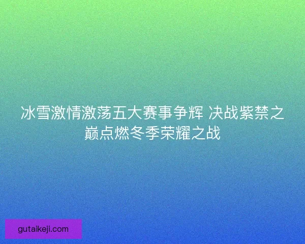冰雪激情激荡五大赛事争辉 决战紫禁之巅点燃冬季荣耀之战